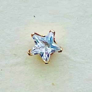 14K Yellow Gold Star Shaped CZ Single Stud Earring